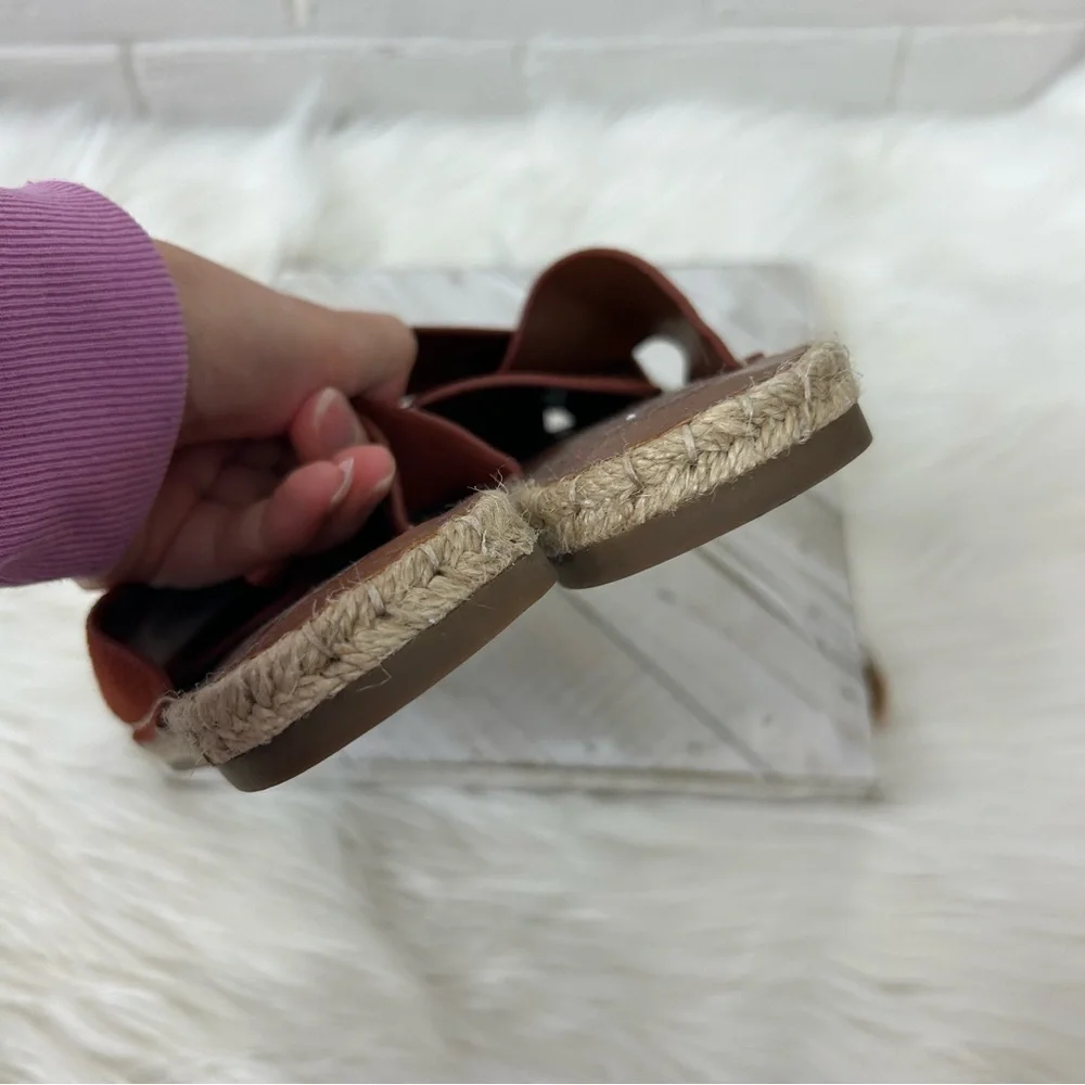 Aerosoles Halley Leather Mule Espadrille Slide Sandals Size 6.5